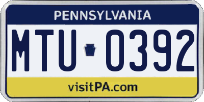 PA license plate MTU0392