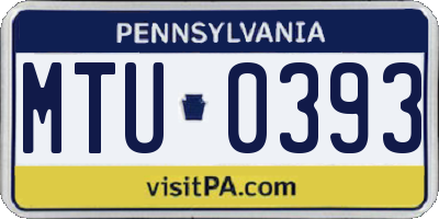 PA license plate MTU0393