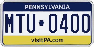 PA license plate MTU0400