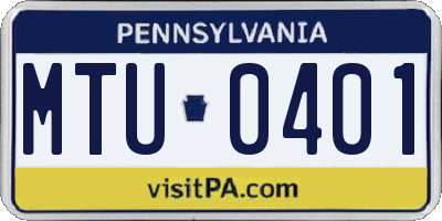 PA license plate MTU0401