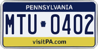 PA license plate MTU0402