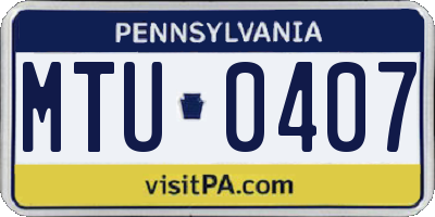 PA license plate MTU0407