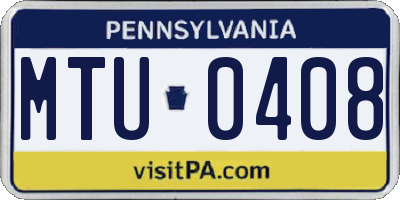 PA license plate MTU0408