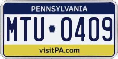 PA license plate MTU0409