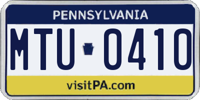 PA license plate MTU0410