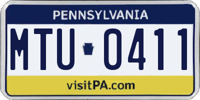 PA license plate MTU0411