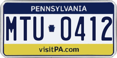 PA license plate MTU0412
