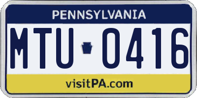 PA license plate MTU0416