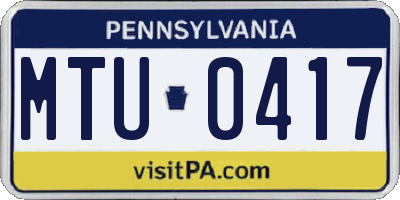 PA license plate MTU0417