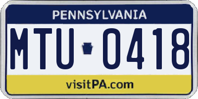 PA license plate MTU0418