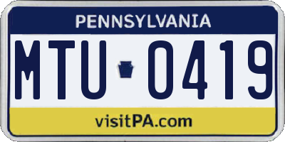 PA license plate MTU0419