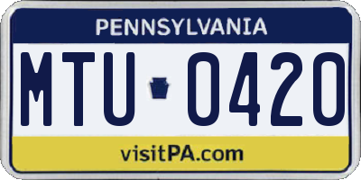 PA license plate MTU0420
