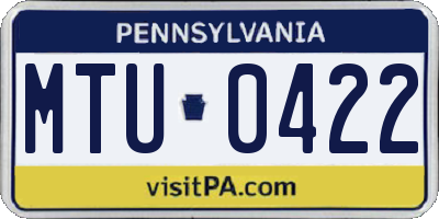 PA license plate MTU0422