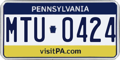 PA license plate MTU0424