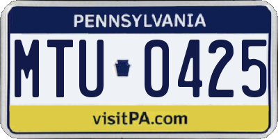 PA license plate MTU0425