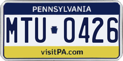 PA license plate MTU0426