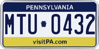 PA license plate MTU0432