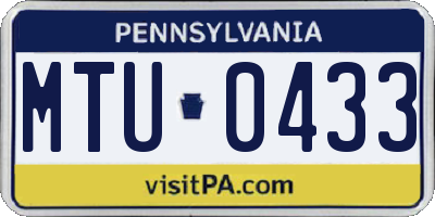 PA license plate MTU0433