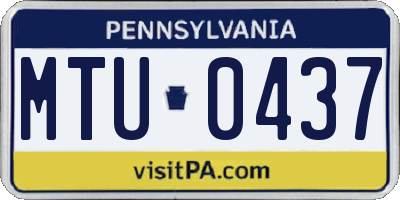PA license plate MTU0437