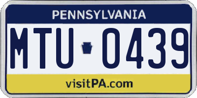 PA license plate MTU0439
