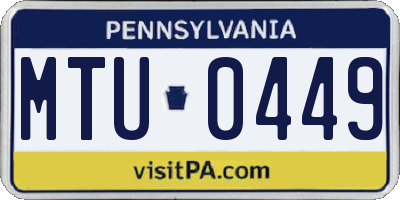 PA license plate MTU0449