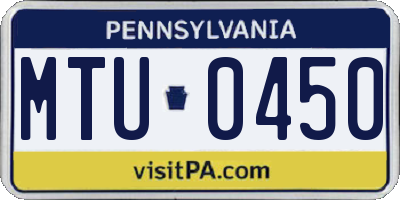 PA license plate MTU0450