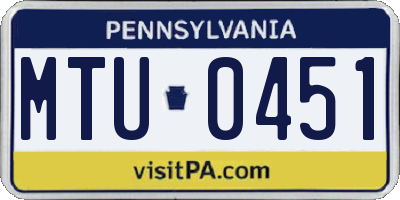 PA license plate MTU0451