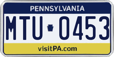 PA license plate MTU0453