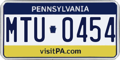 PA license plate MTU0454