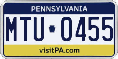 PA license plate MTU0455