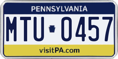 PA license plate MTU0457