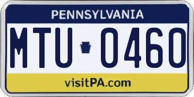 PA license plate MTU0460