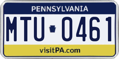 PA license plate MTU0461