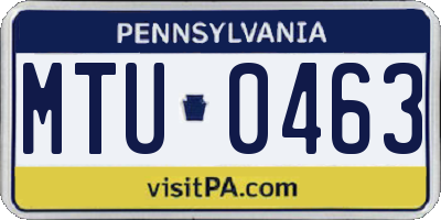 PA license plate MTU0463