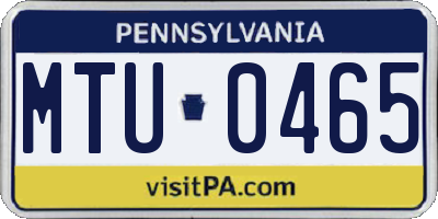PA license plate MTU0465