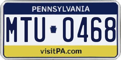 PA license plate MTU0468