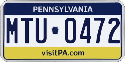 PA license plate MTU0472