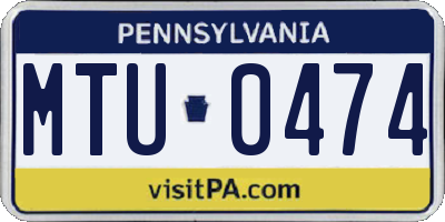 PA license plate MTU0474
