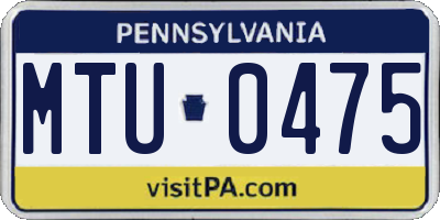 PA license plate MTU0475