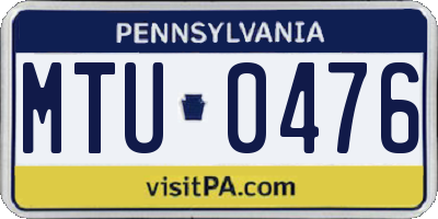 PA license plate MTU0476