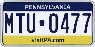 PA license plate MTU0477