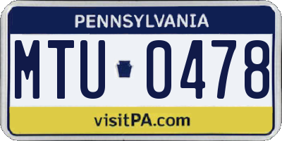 PA license plate MTU0478