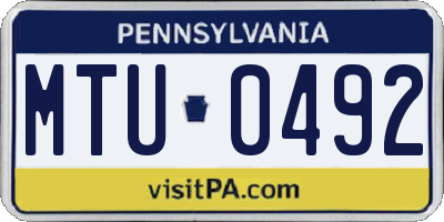 PA license plate MTU0492