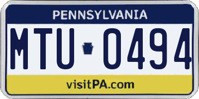 PA license plate MTU0494