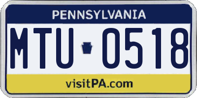PA license plate MTU0518