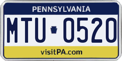 PA license plate MTU0520