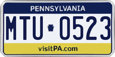 PA license plate MTU0523