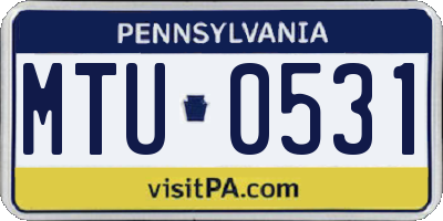 PA license plate MTU0531