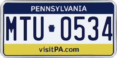 PA license plate MTU0534