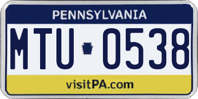 PA license plate MTU0538